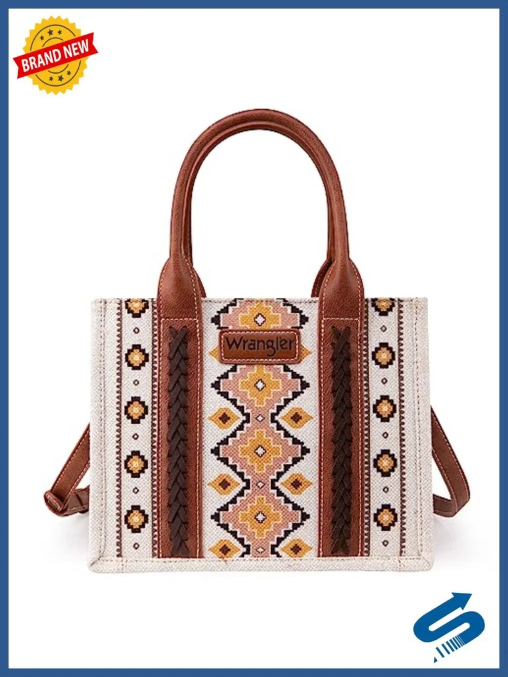 Aztec Print Western Tote Bag Crossbody with Detachable Strap Canvas Satchel